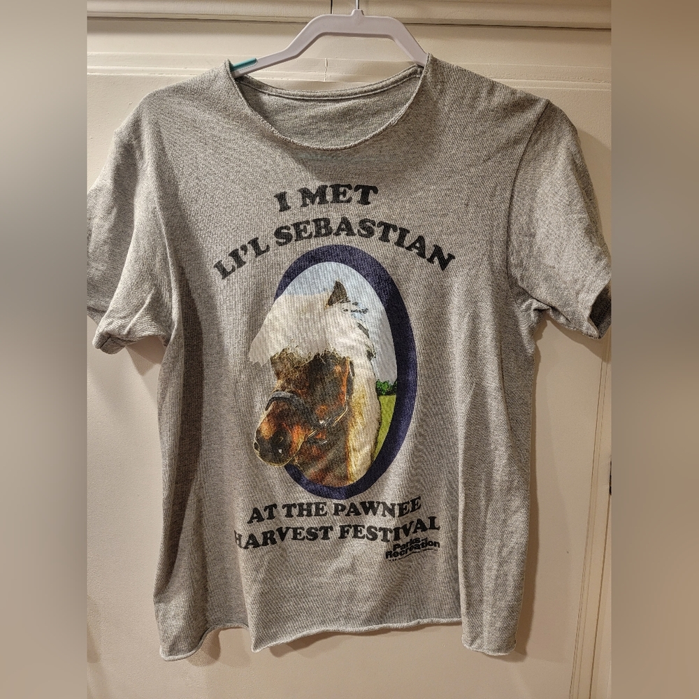 Parks and Recreation Li’l Sebastian Gray Cropped Graphic T-shirt